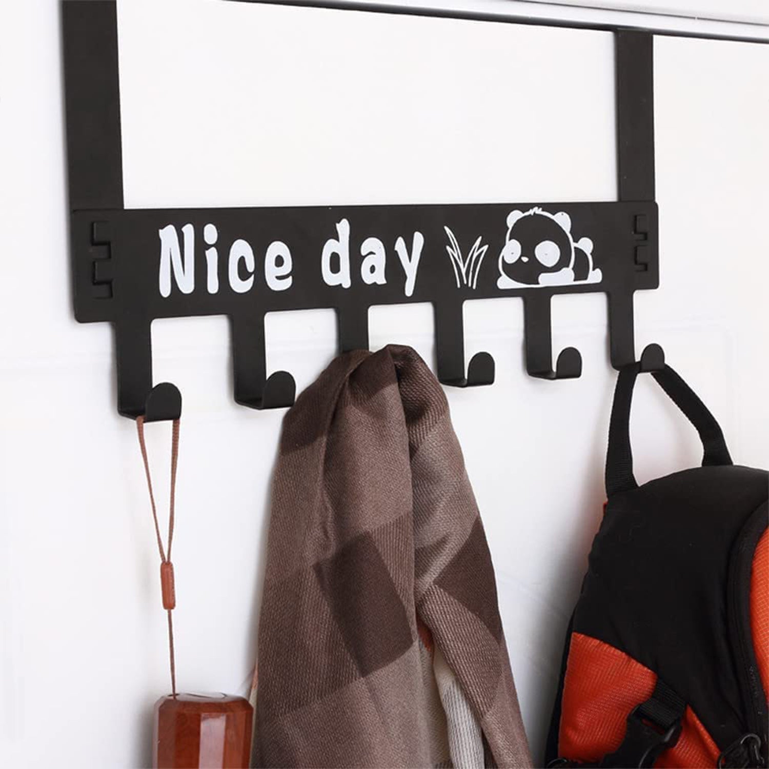 8536 Heavy-Duty Carbon Steel Cartoon Nice Day Over Door Hook Hanger Rack, Towel Hanger, Removable Door Hook, Coat, Scarf, Cloths Hanger (1 pc / 6 Hook) 8536 Heavy-Duty Carbon Steel Cartoon Nice Day Over Door Hook Hanger Rack, Towel Hanger, Removable Door Hook, Coat, Scarf, Cloths Hanger (1 pc / 6 Hook)